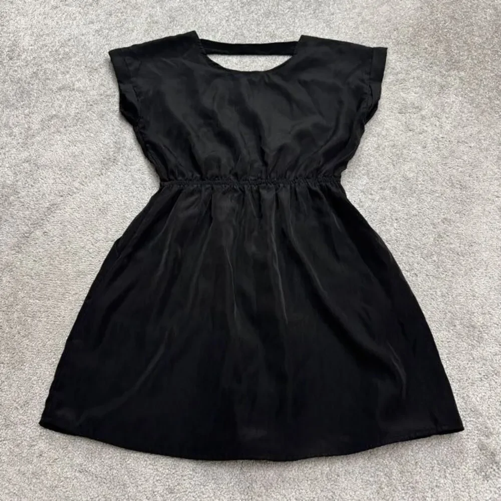 Pink Republic Cut Out A-Line Mini Dress Women Medium Black Elastic Waist Classic